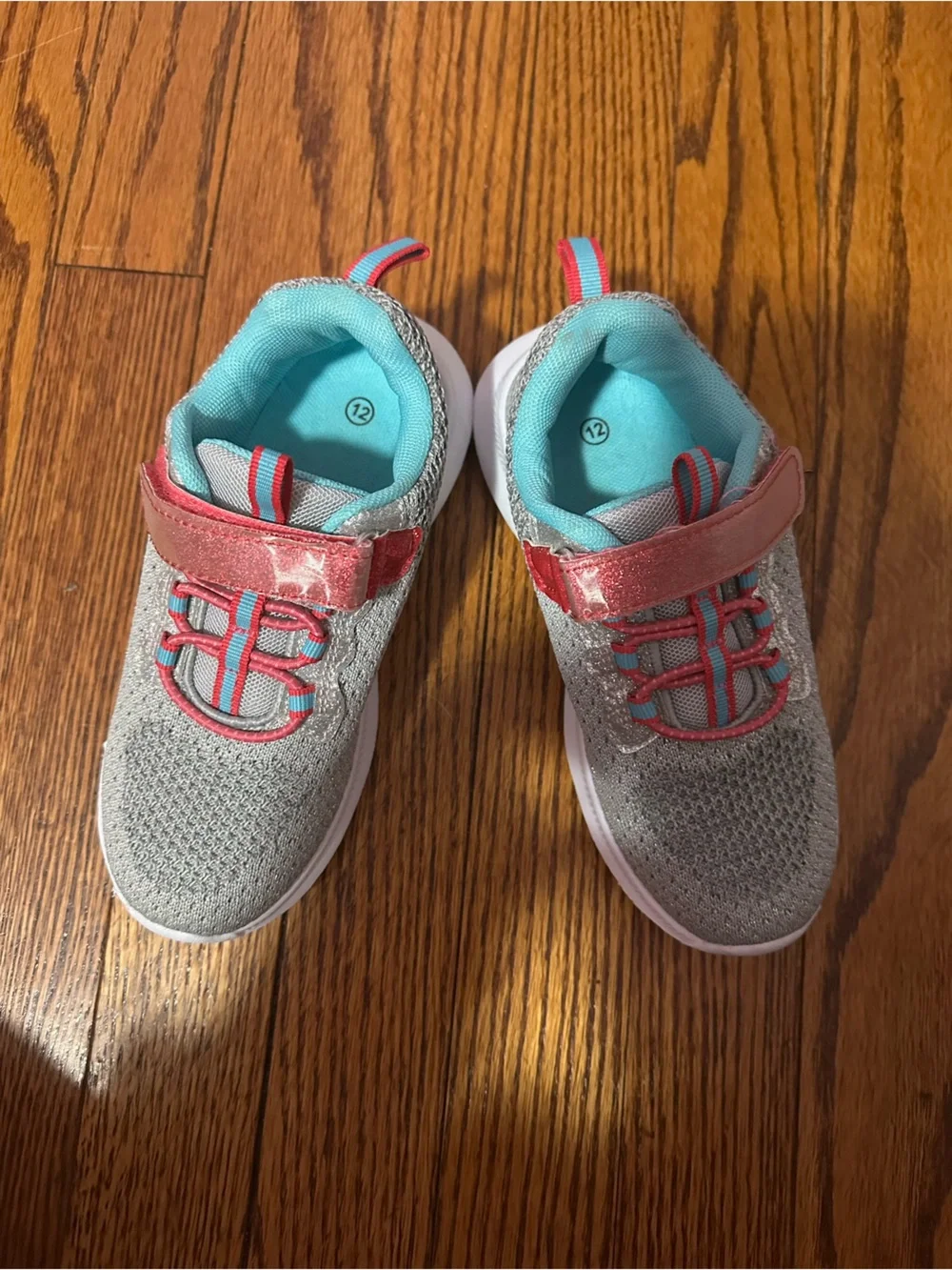 Kids Sparkly Pink and Teal Sneakers
